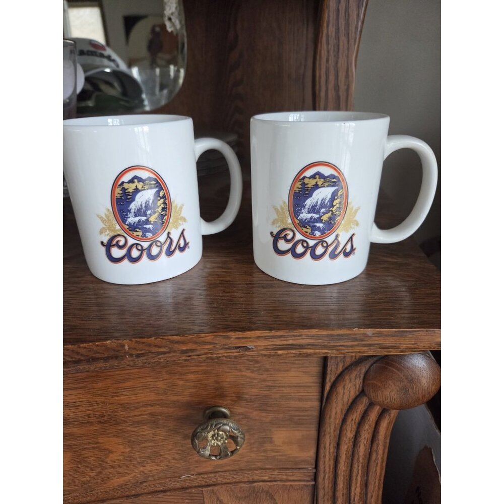 Pair Vintage SMI Creations Advertising Coors Beer 12 Oz Ceramic Coffee‎ Mug Cup